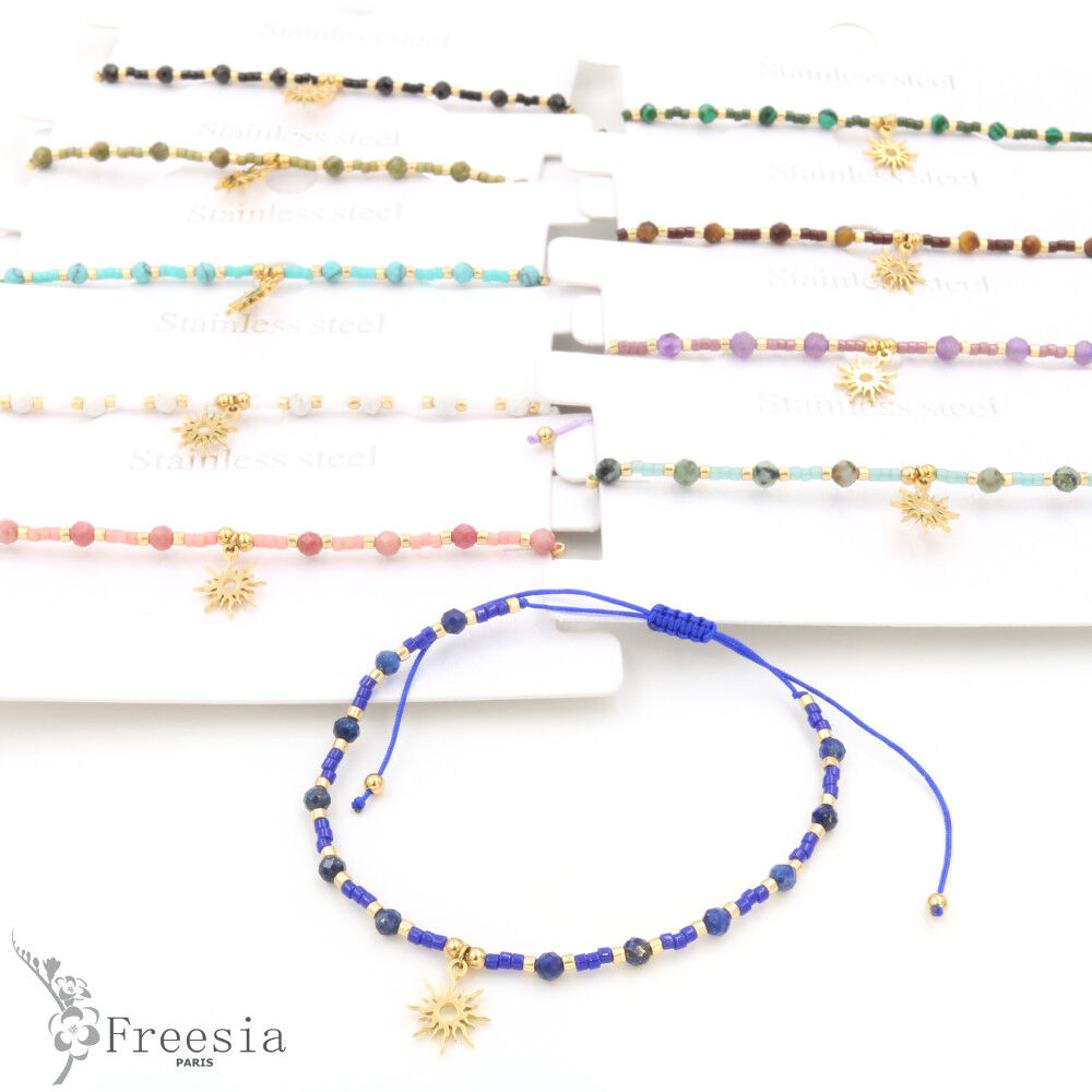 Bracelet acier et pierre naturelle - 1024404