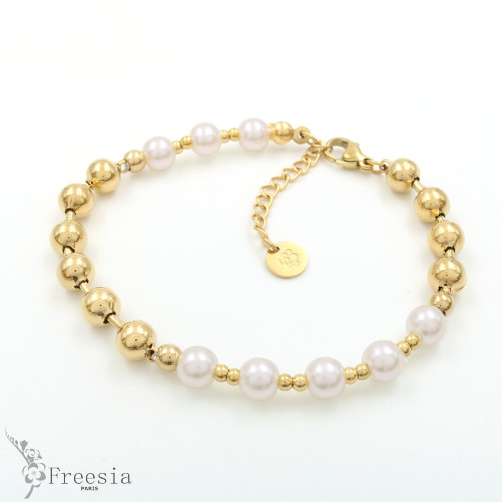 Bracelet acier et nacre - 10246