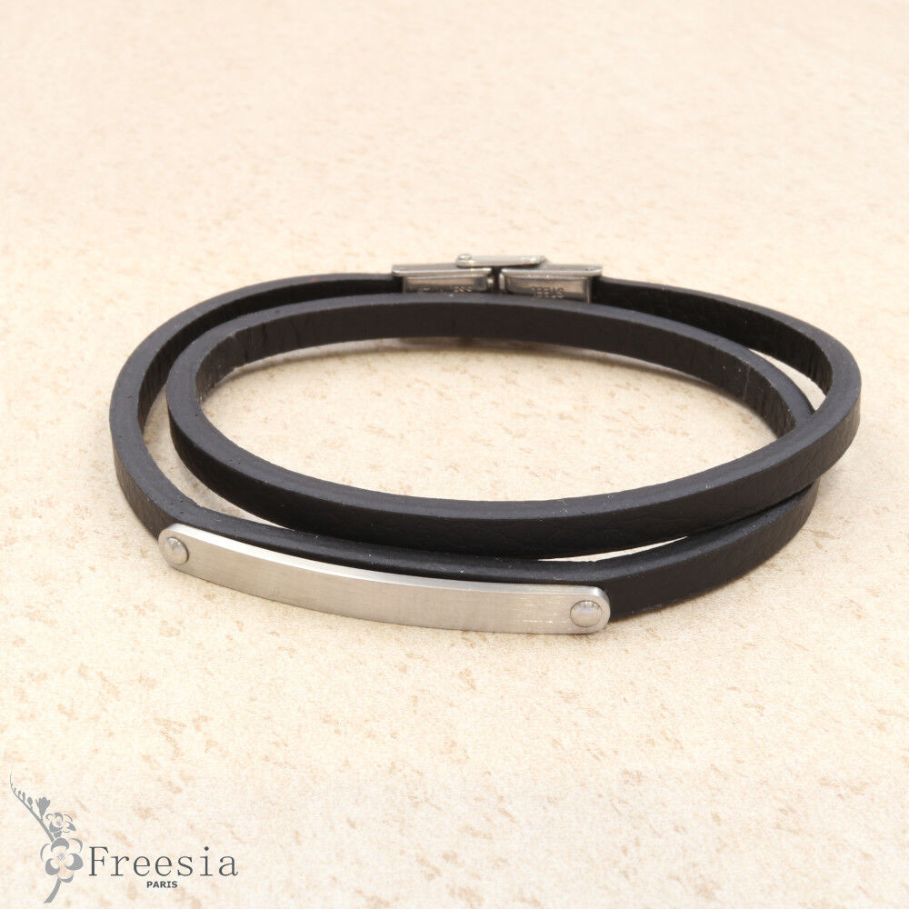 Bracelet homme cuir et acier - 10282