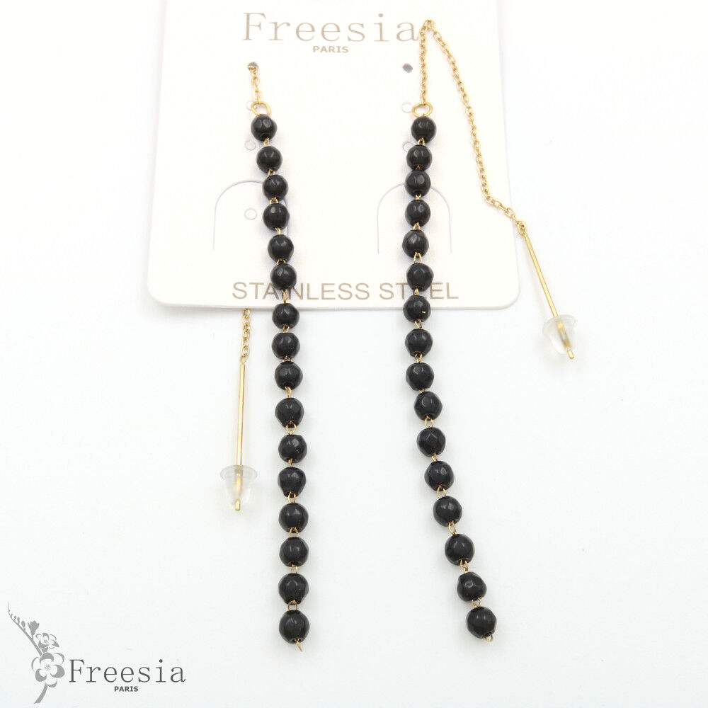 Boucles d'oreilles acier et pierre naturelle - 10345