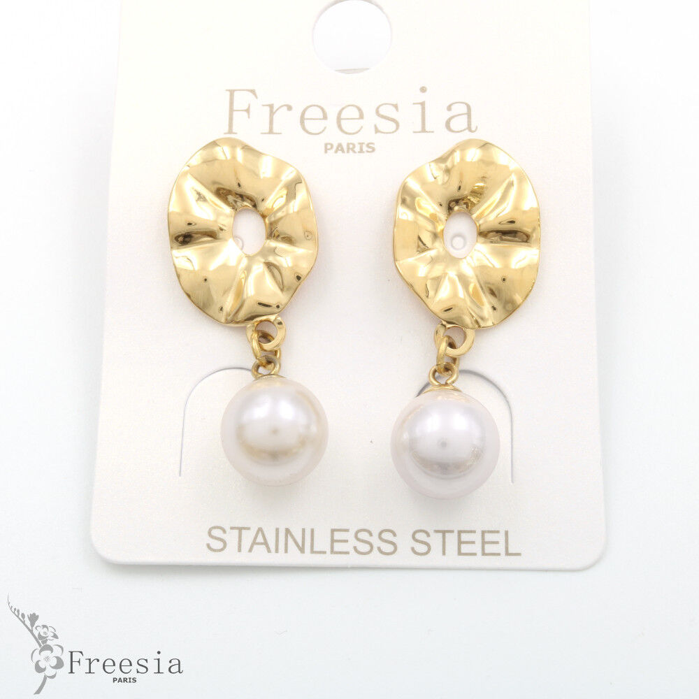 Boucles d'oreilles acier et nacre - 10347