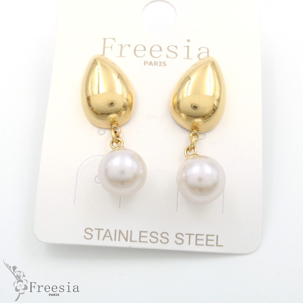 Boucles d'oreilles acier et nacre - 10348