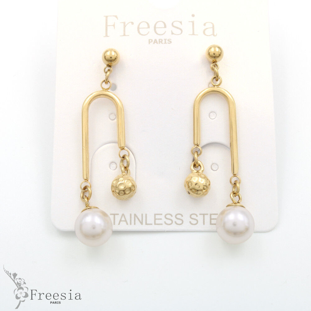 Boucles d'oreilles acier et nacre - 10349