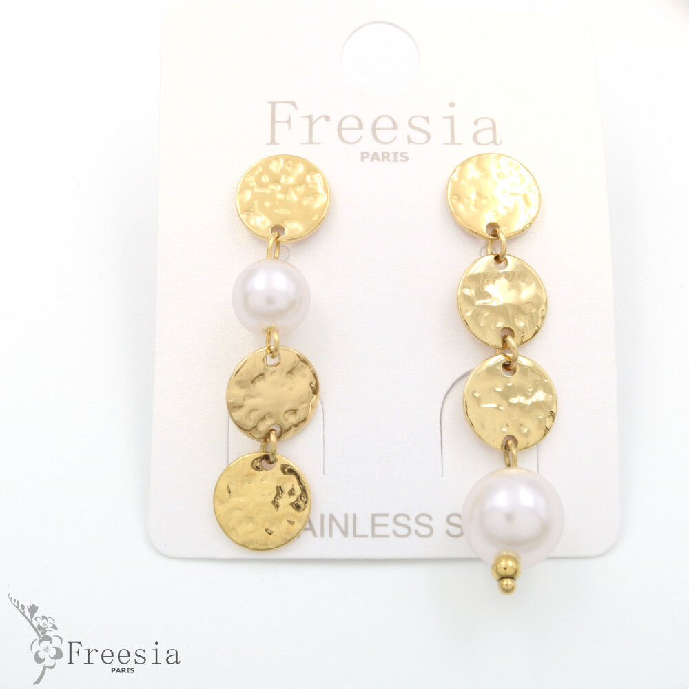 Boucles d'oreilles acier et nacre - 10351