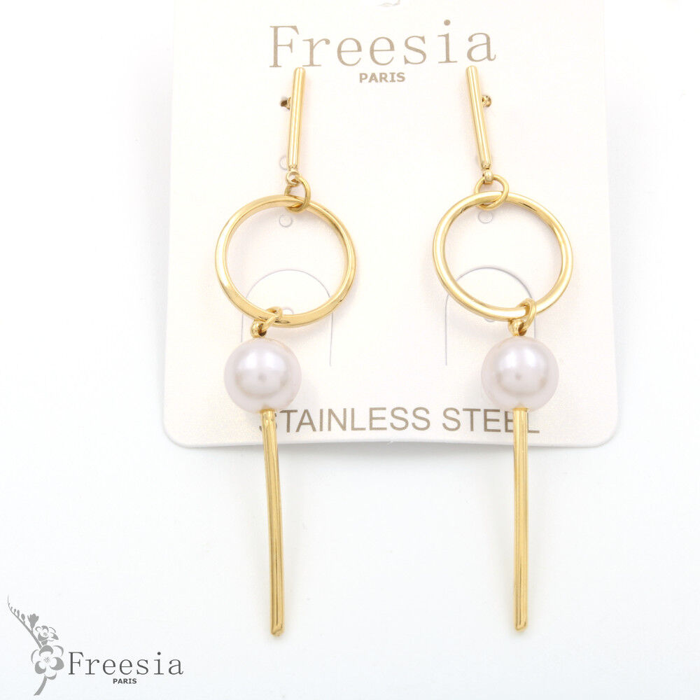 Boucles d'oreilles acier et nacre - 1035301