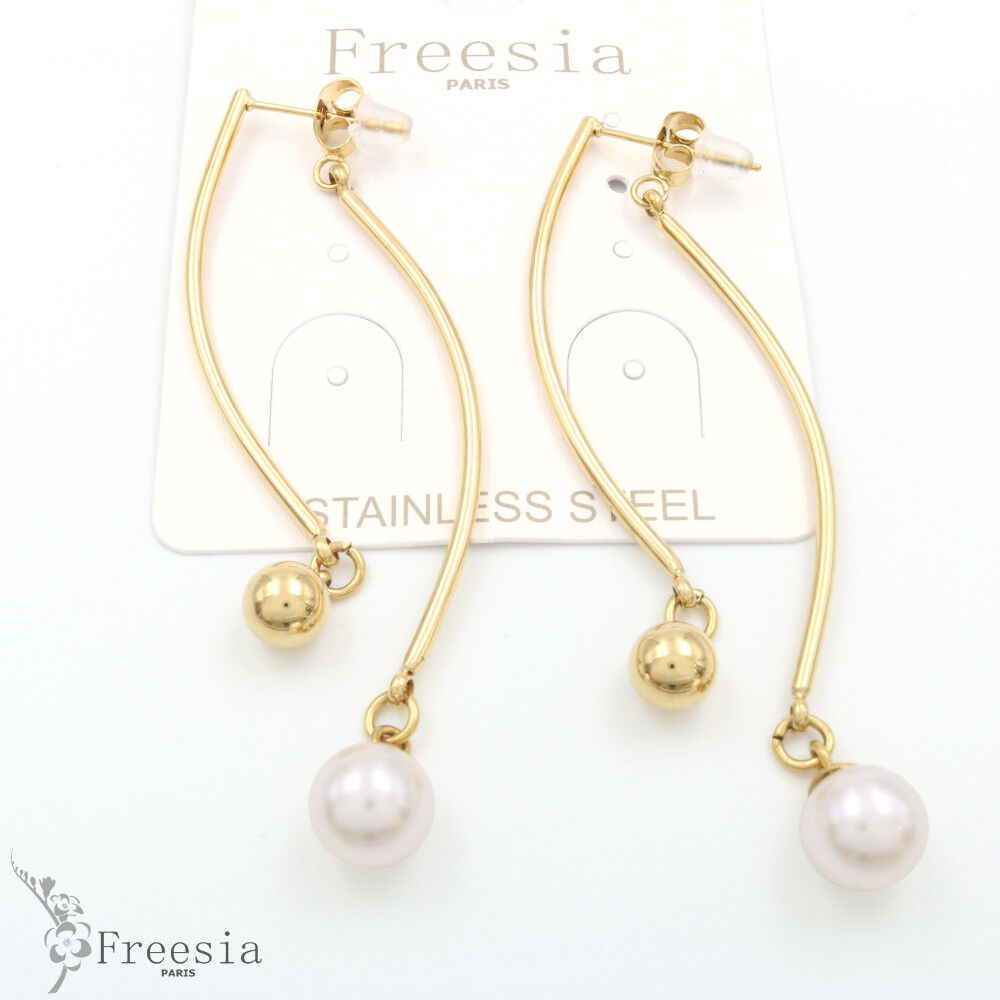 Boucles d'oreilles acier et nacre - 1035302