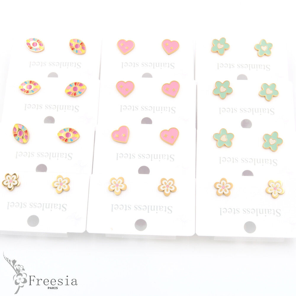 Boucles d'oreilles acier laqué - 1035401