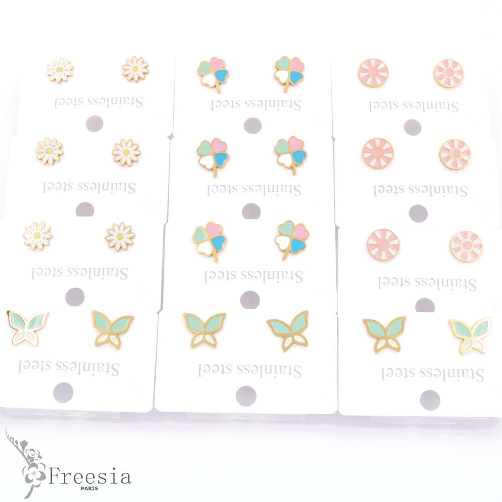 Boucles d'oreilles acier laqué - 1035402