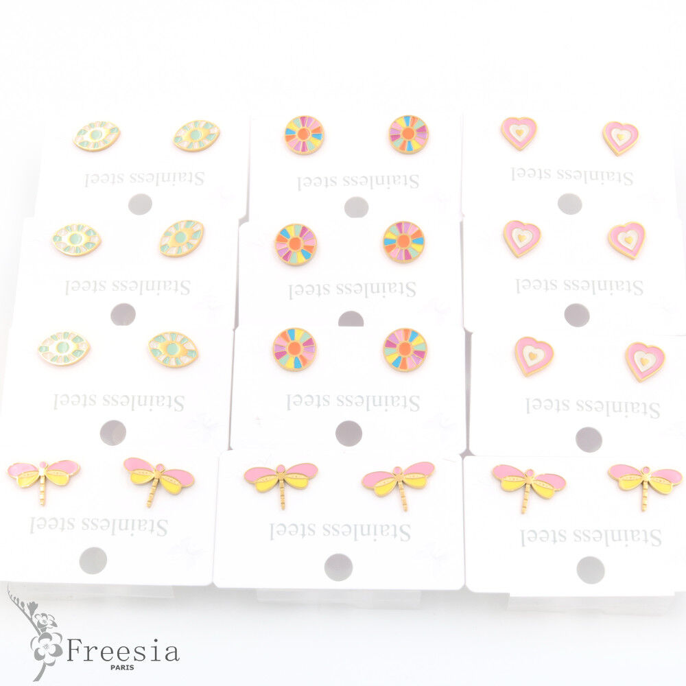 Boucles d'oreilles acier laqué - 1035403