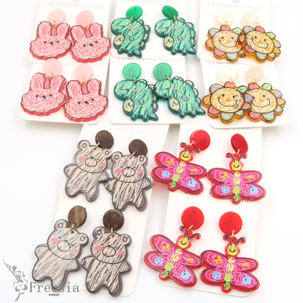 Boucles d'oreilles acier et résine - 10363