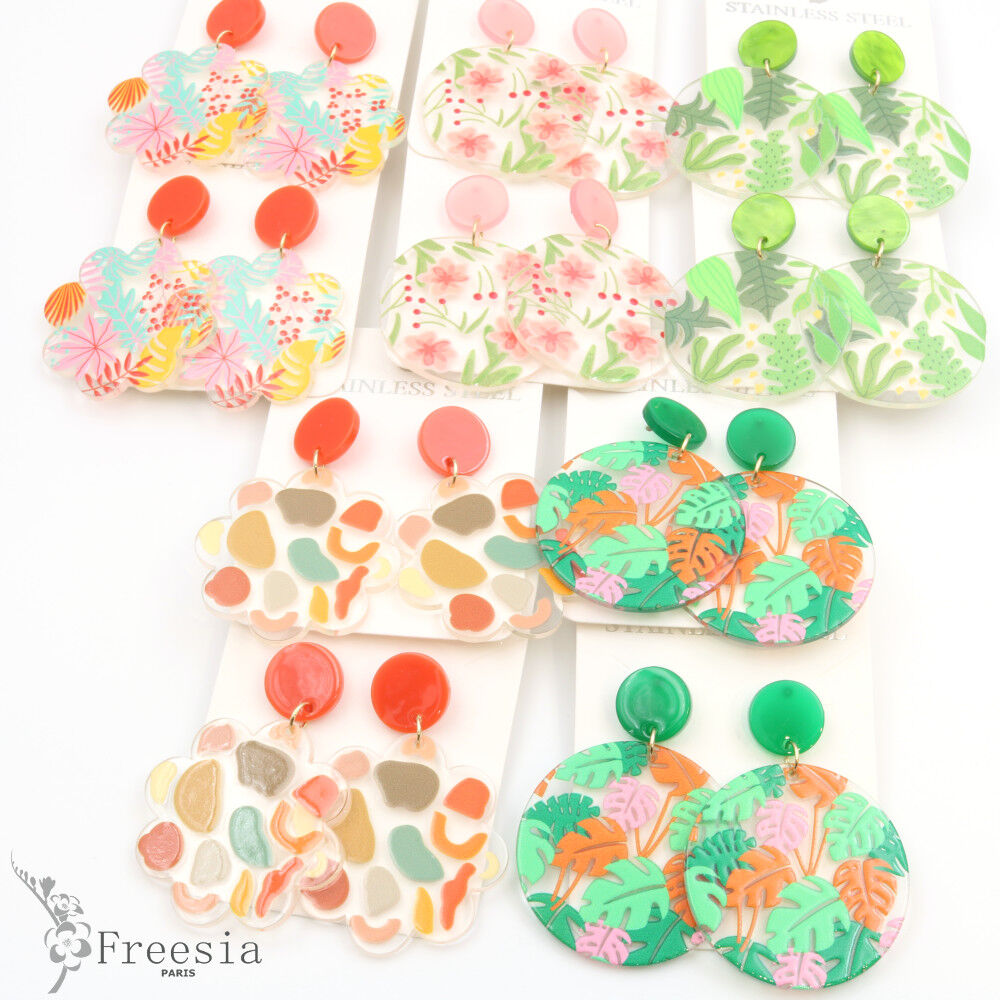 Boucles d'oreilles acier et résine - 10364