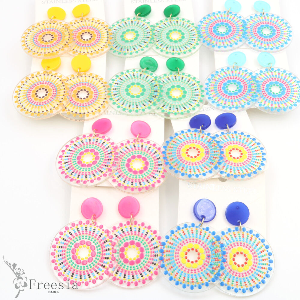 Boucles d'oreilles acier et résine - 10365