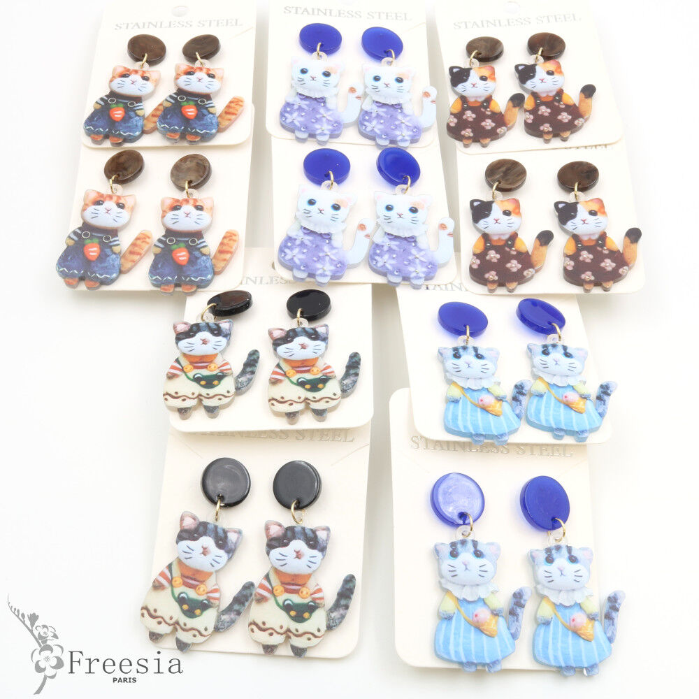 Boucles d'oreilles acier et résine - 10366