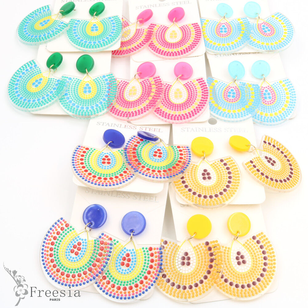 Boucles d'oreilles acier et résine - 10367