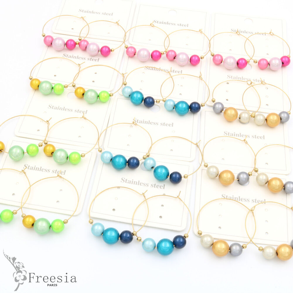 Boucles d'oreilles acier et résine - 10368