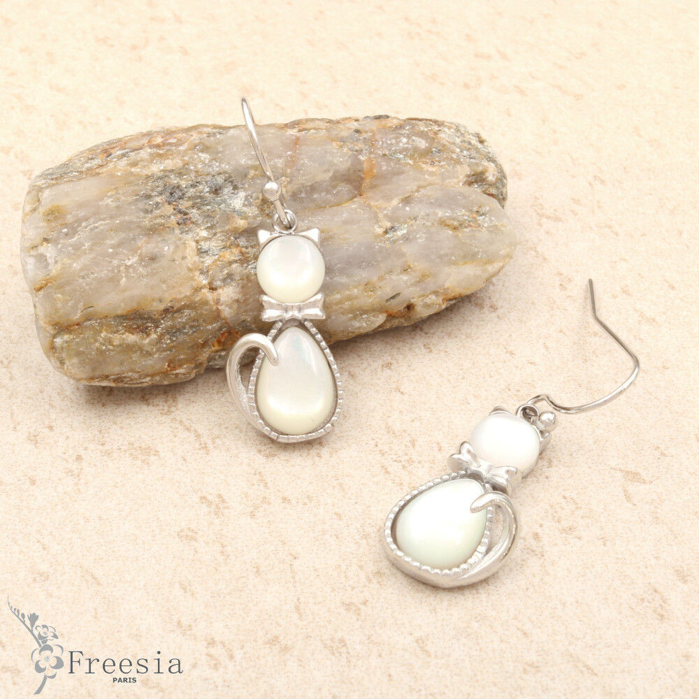 Boucles d'oreilles acier et nacre - 10376