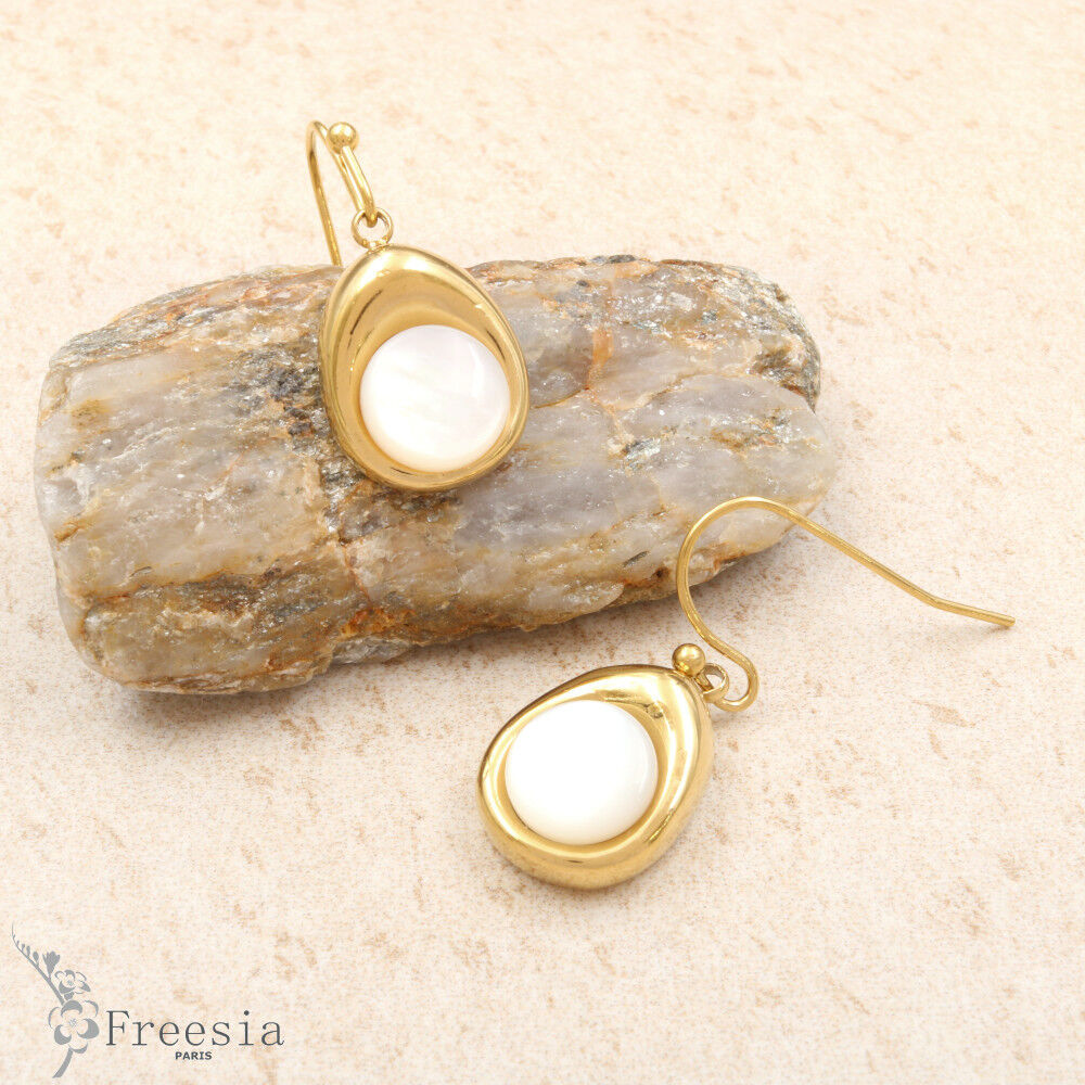 Boucles d'oreilles acier et nacre - 10377