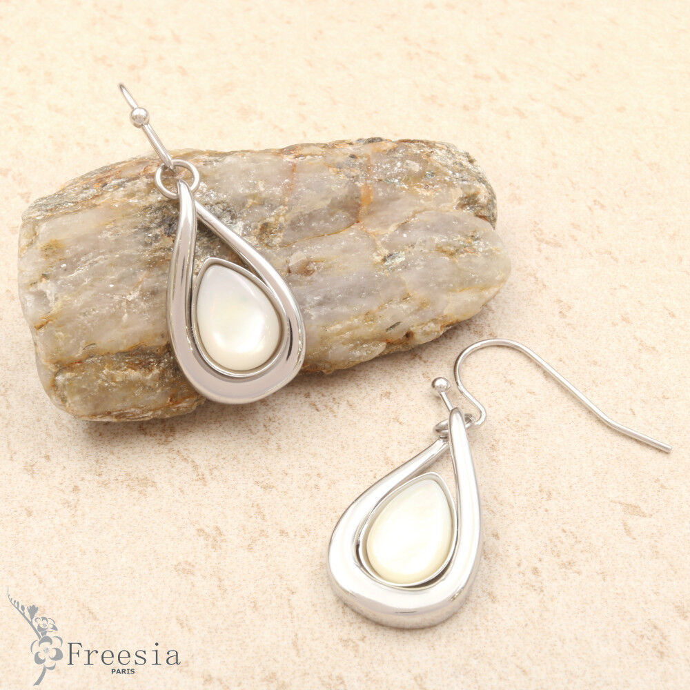 Boucles d'oreilles acier et nacre - 10378