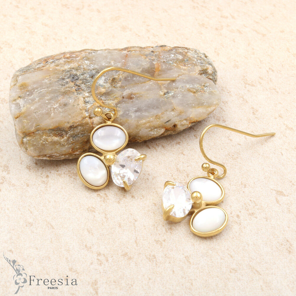 Boucles d'oreilles acier et nacre - 10379