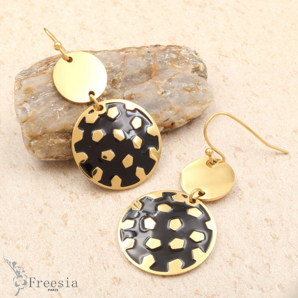 Boucles d'oreilles acier laqué - 10385