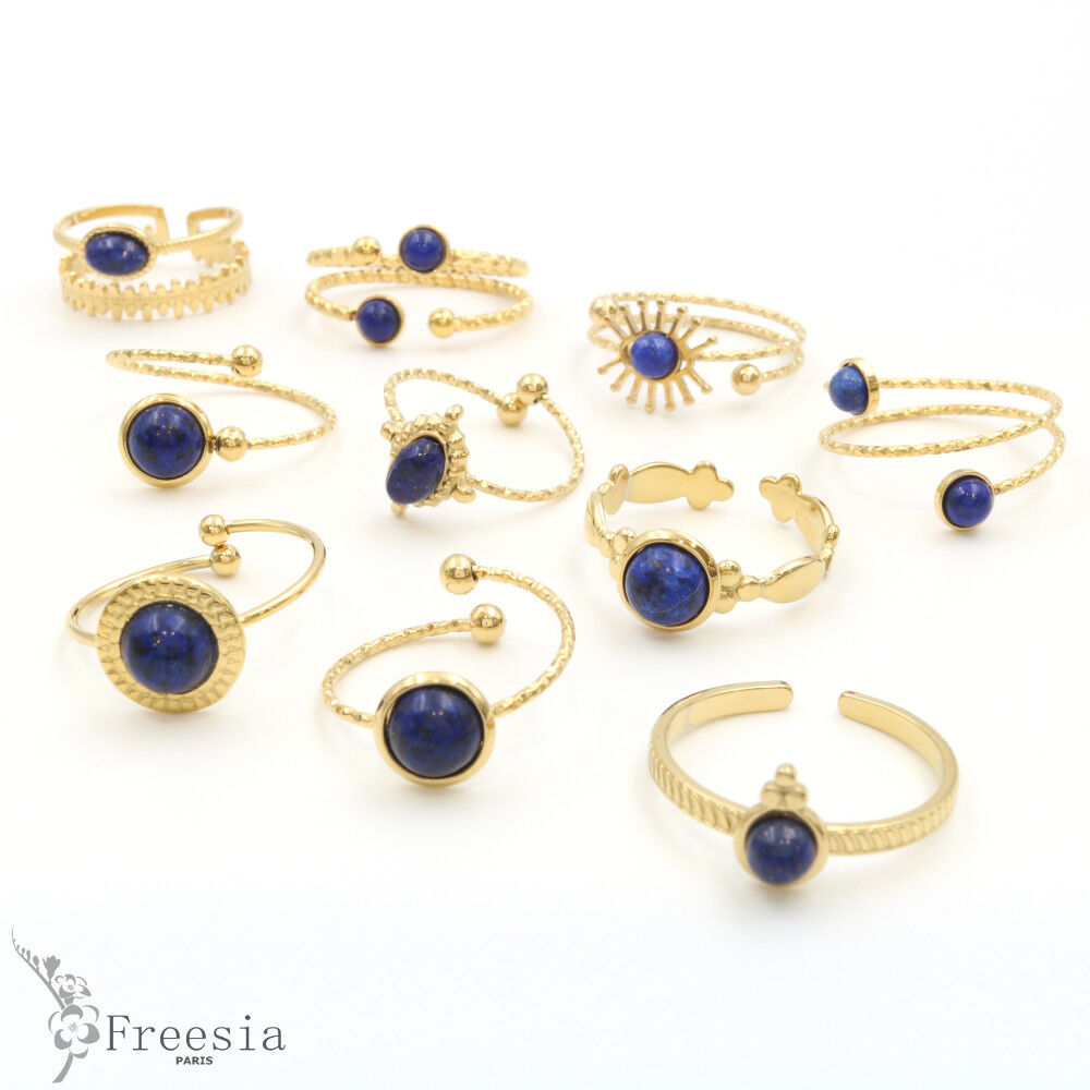 Bague acier et pierre naturelle - 1041601