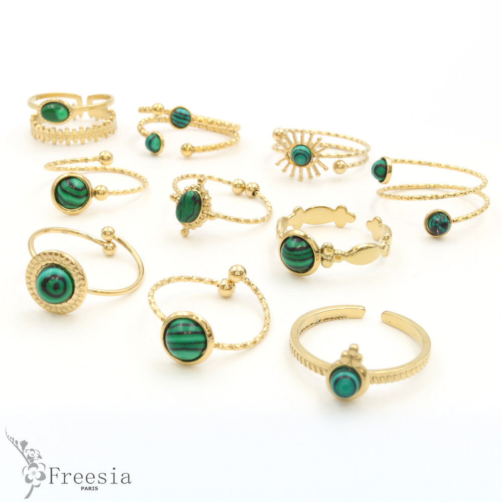 Bague acier et pierre naturelle - 1041603