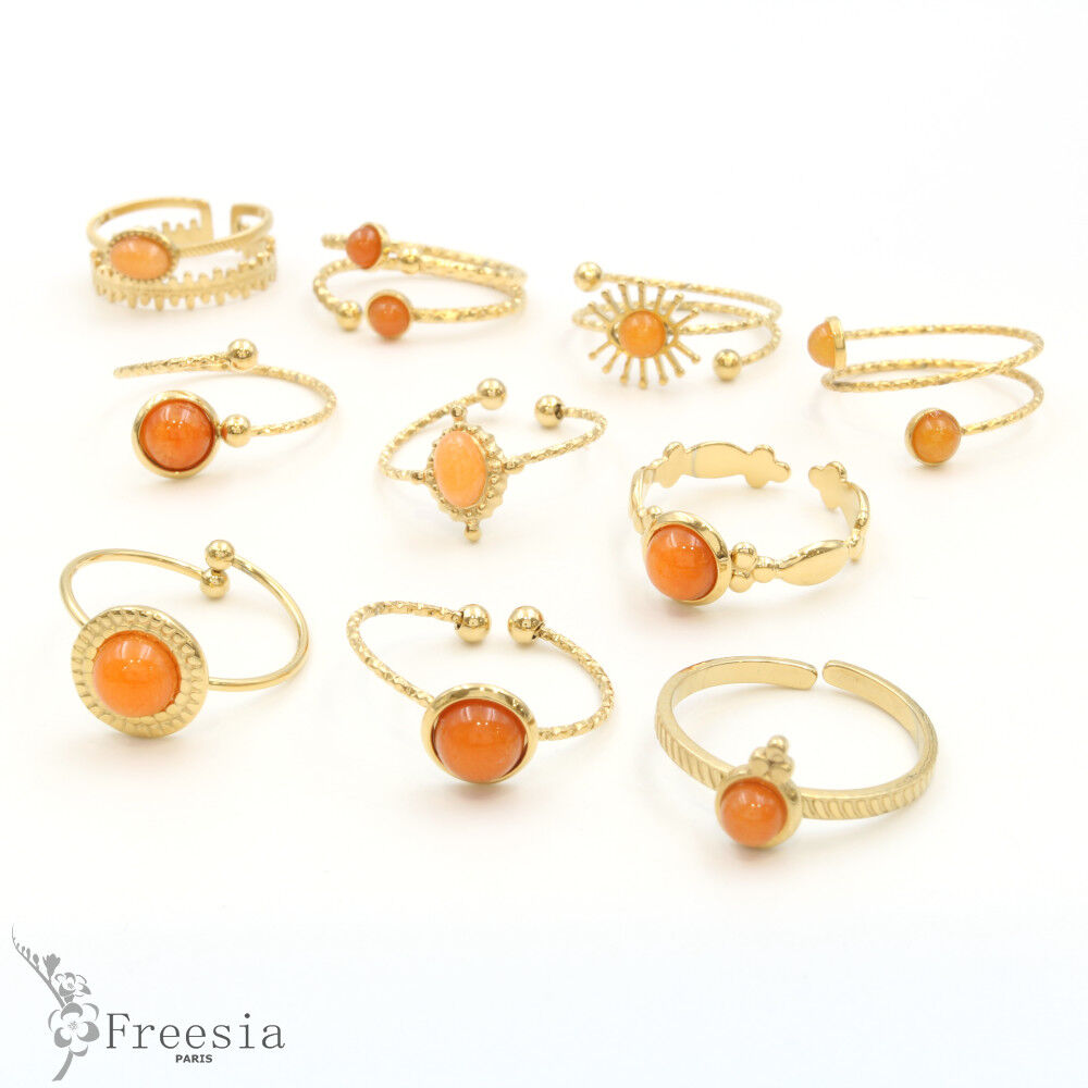 Bague acier et pierre naturelle - 1041605