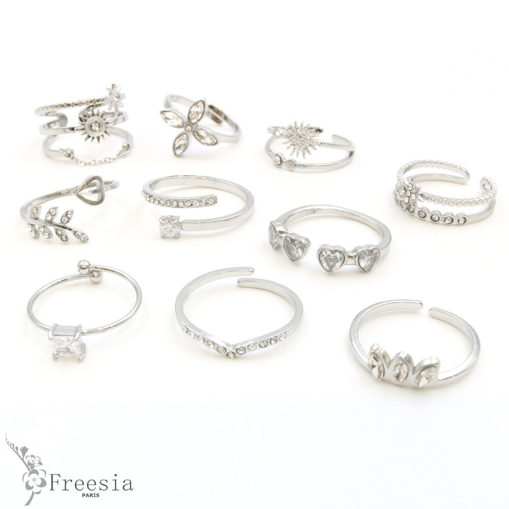 Bague acier et cristal - 10417