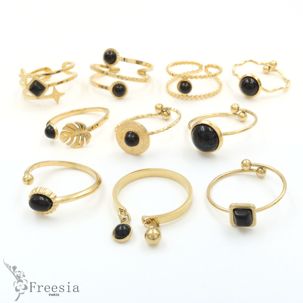 Bague acier et pierre naturelle - 1042401