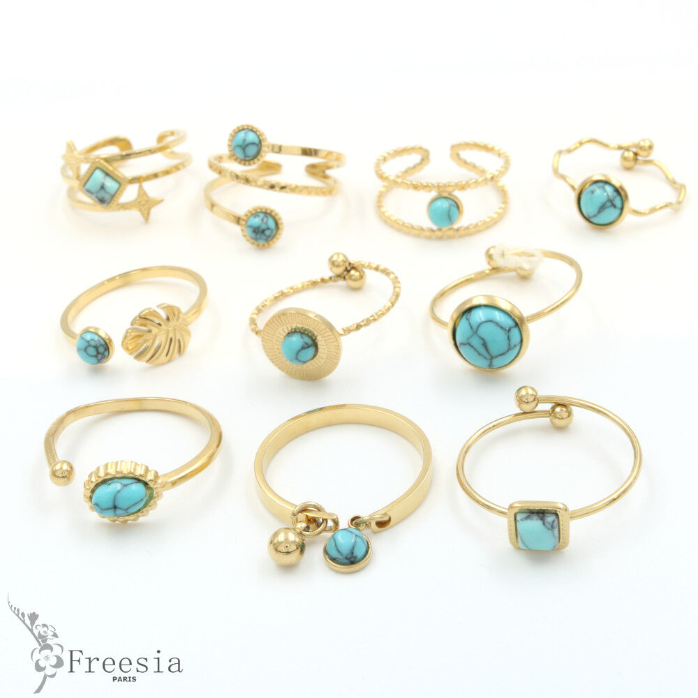 Bague acier et pierre naturelle - 1042404