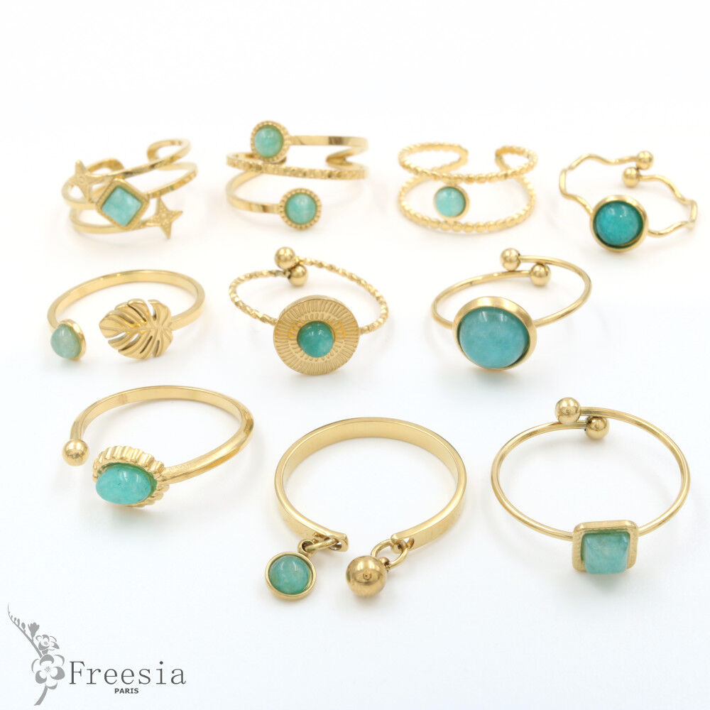 Bague acier et pierre naturelle - 1042405