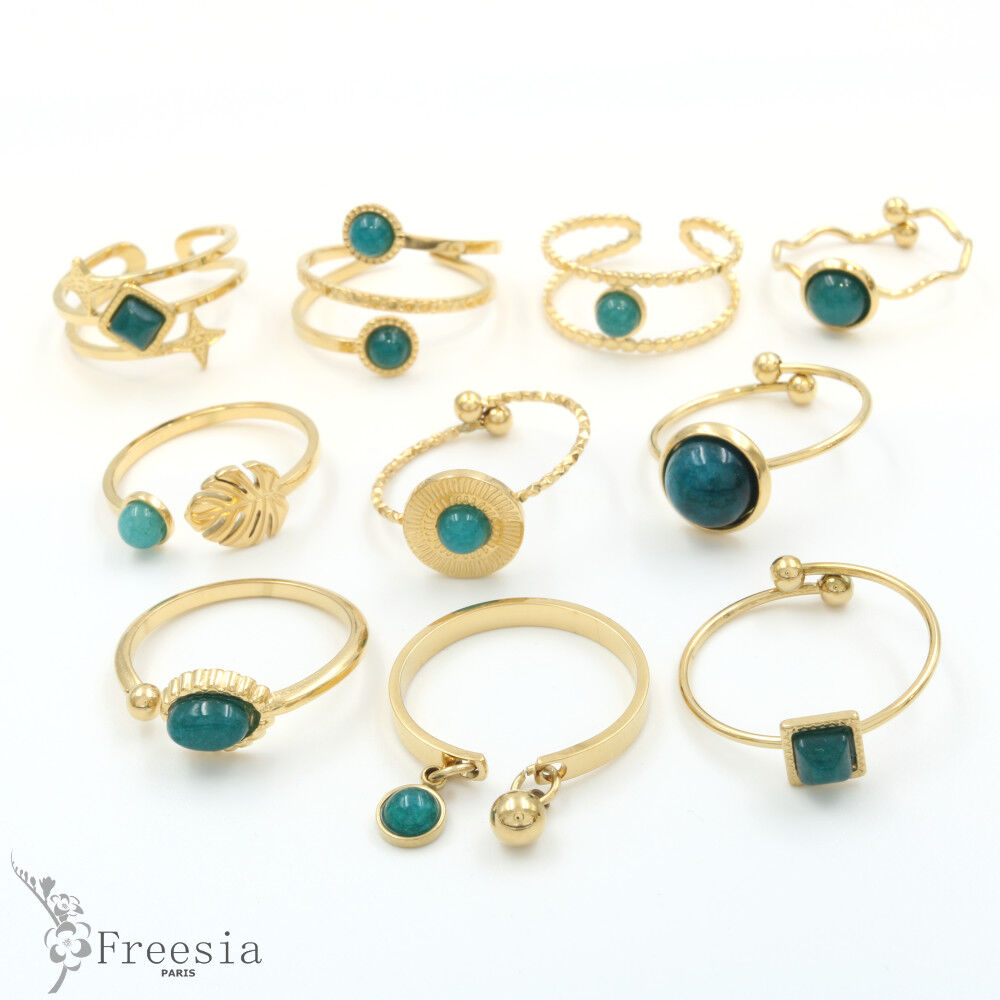 Bague acier et pierre naturelle - 1042406