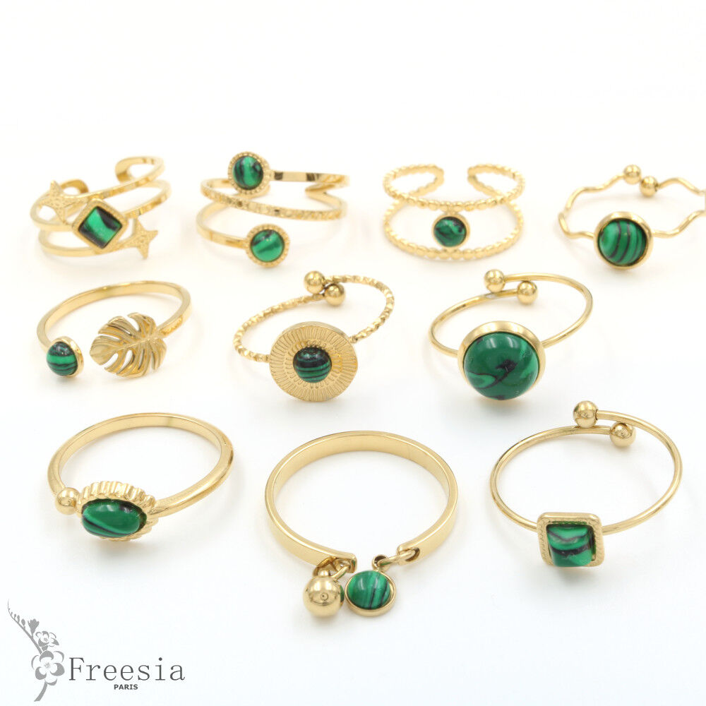 Bague acier et pierre naturelle - 1042407