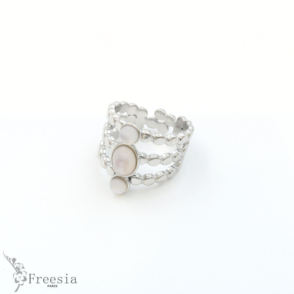 Bague acier et nacre - 10425