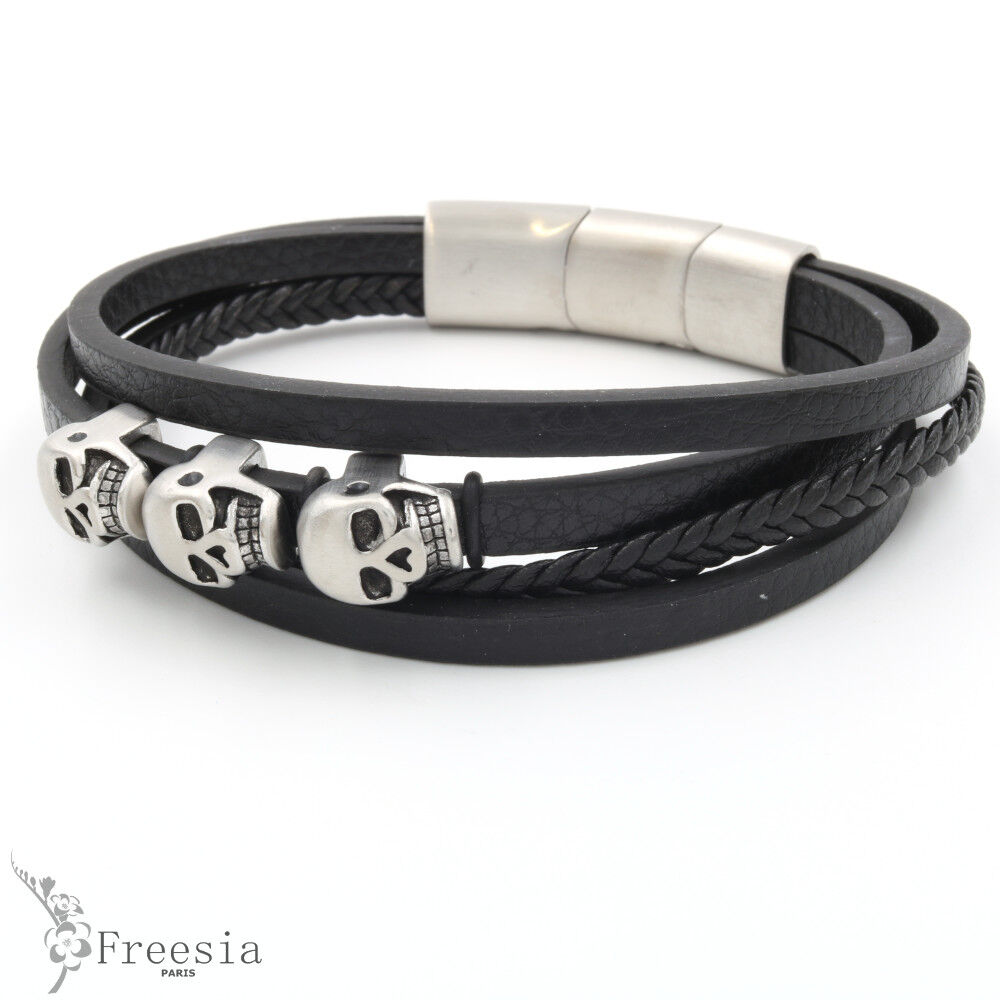 Pulsera hombre cuero y acero - 10667