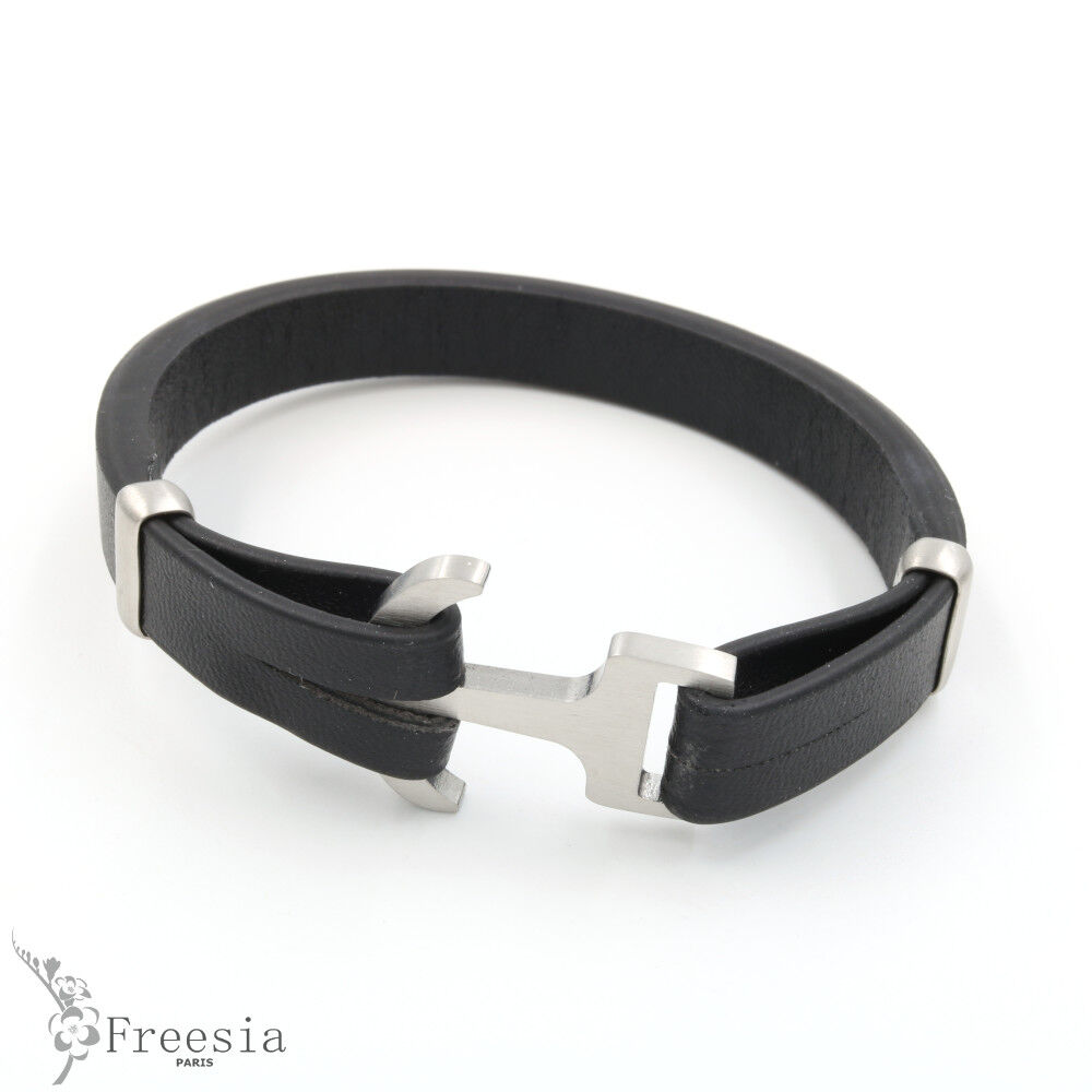 Pulsera hombre cuero y acero - 10695