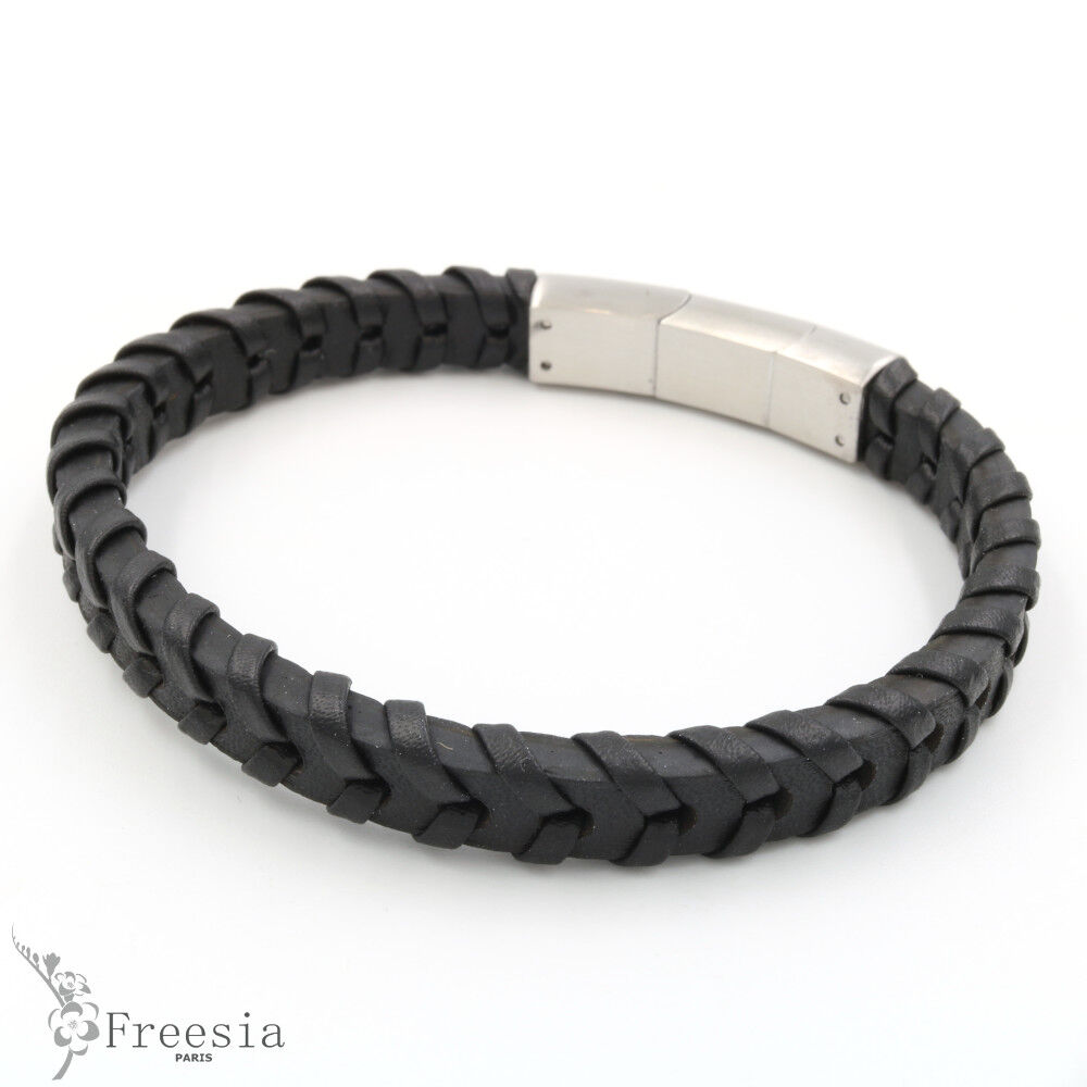 Pulsera hombre cuero y acero - 10698