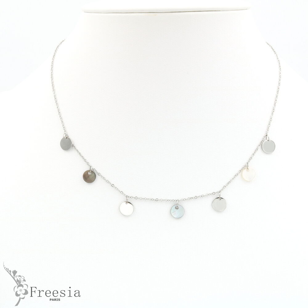 Collier acier et nacre - 11123