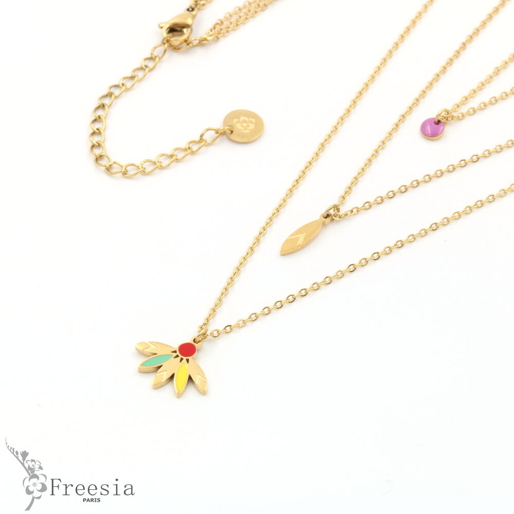 Mehrreihiges Collier acier laqué – 11170