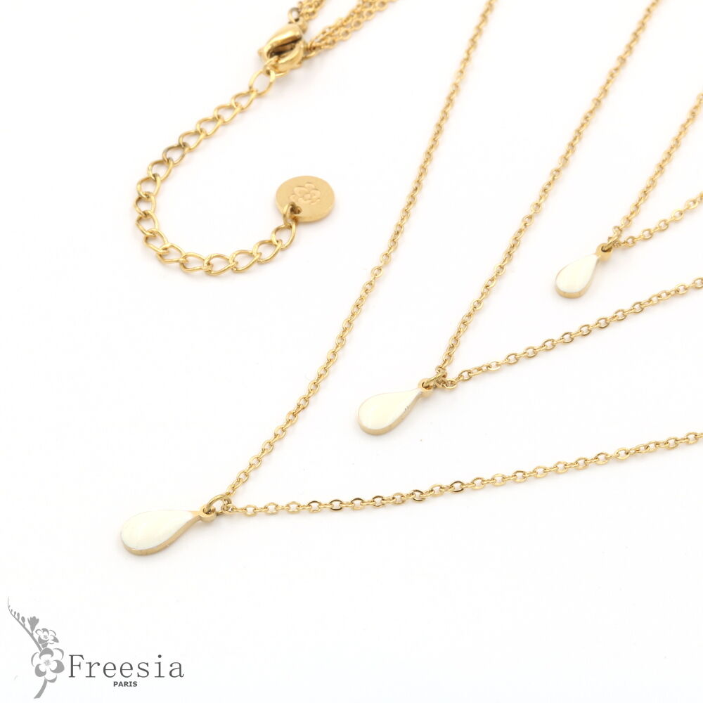 Mehrreihiges Collier acier laqué – 11171