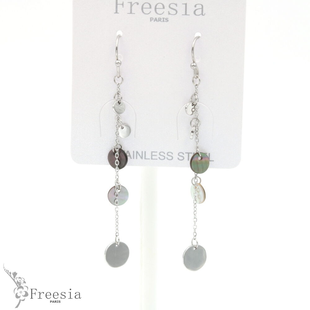 Boucles d'oreilles acier et nacre - 11320
