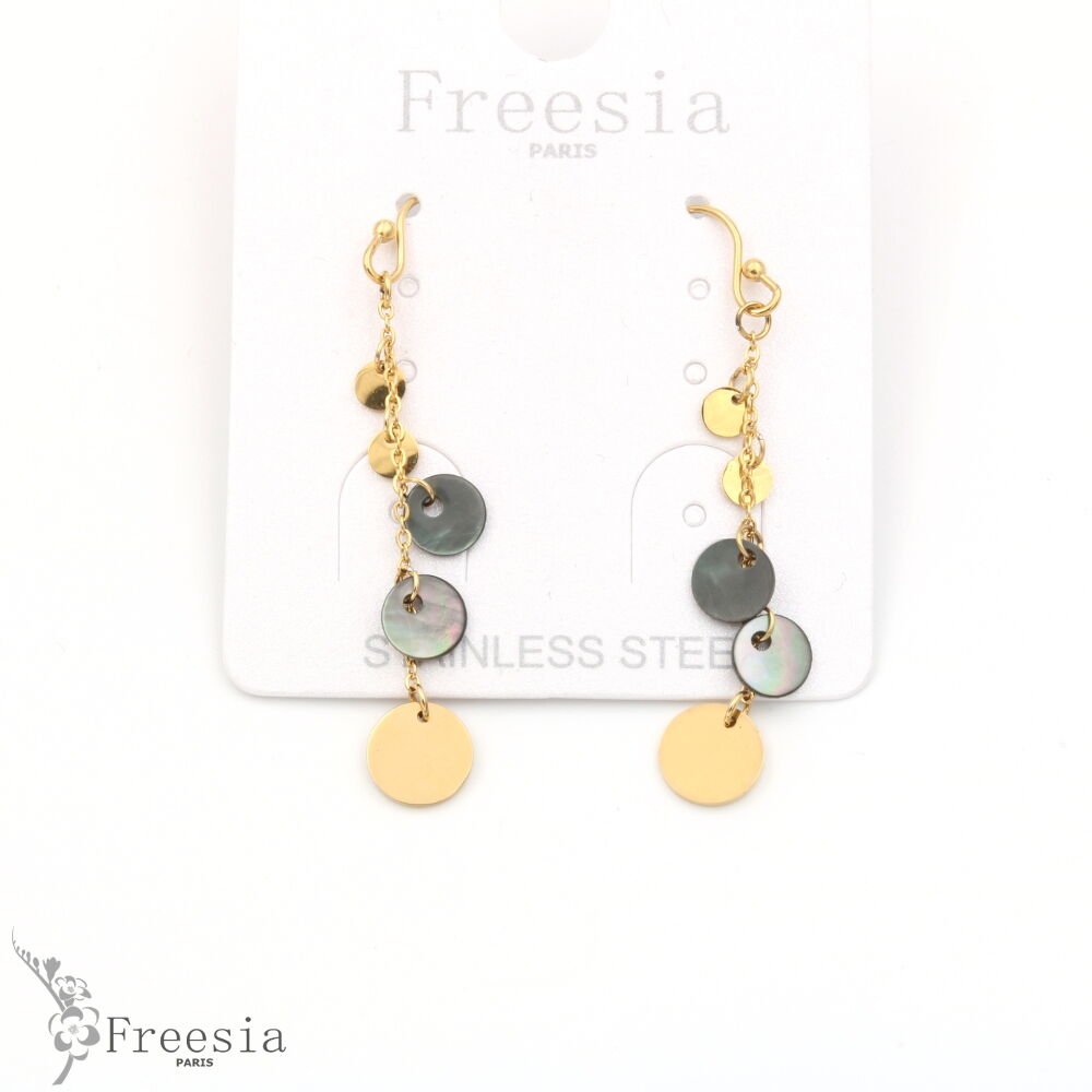 Boucles d'oreilles acier et nacre - 1132003