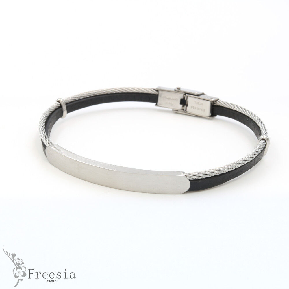 Bracelet homme cuir et acier - 11635