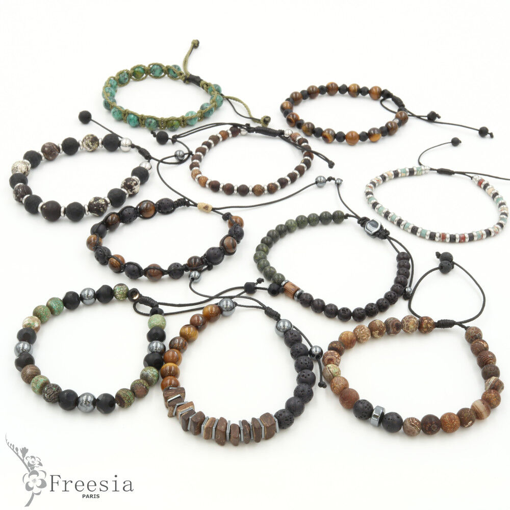 Bracelet homme pierre naturelle et acier - 11651