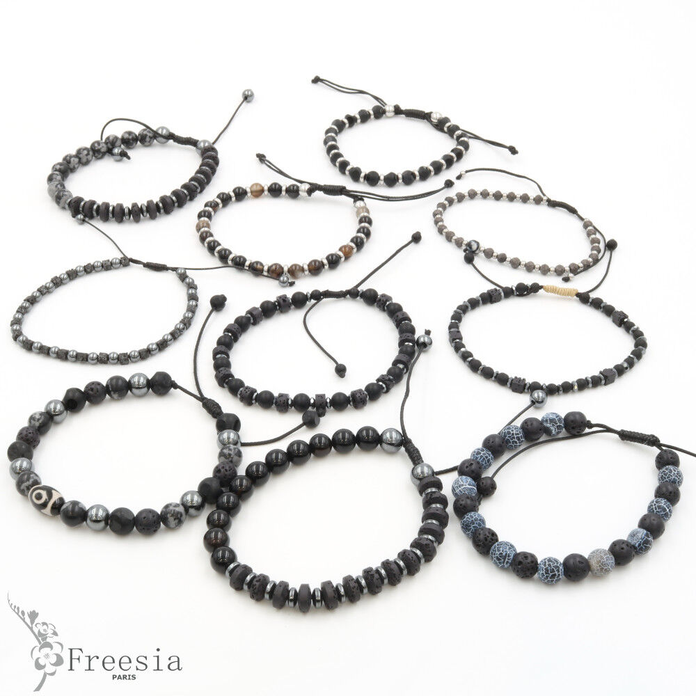 Bracelet homme pierre naturelle et acier - 11652