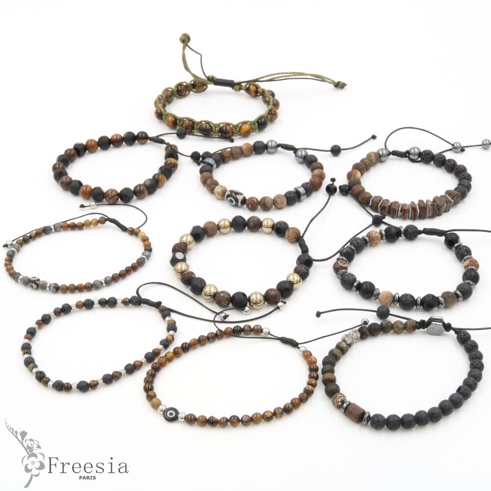 Bracelet homme pierre naturelle et acier - 11653