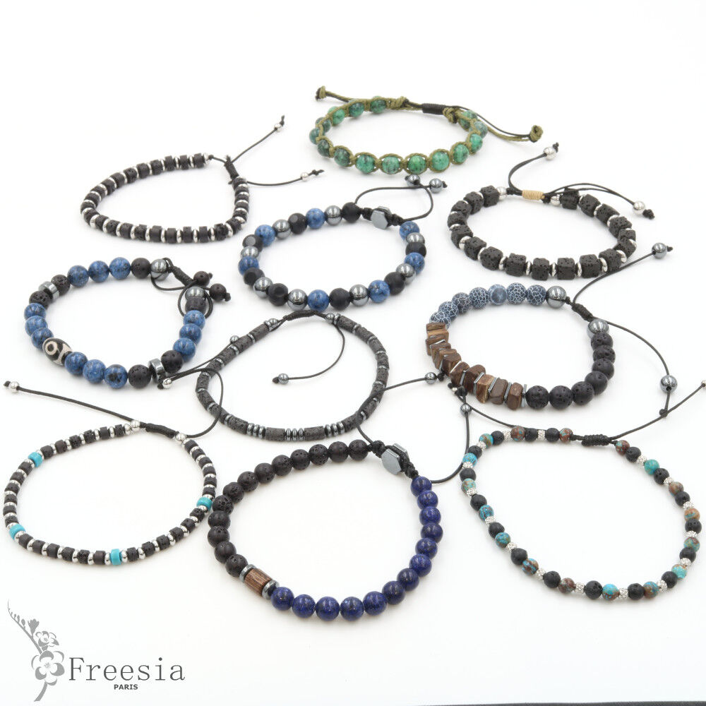 Bracelet homme pierre naturelle et acier - 11654