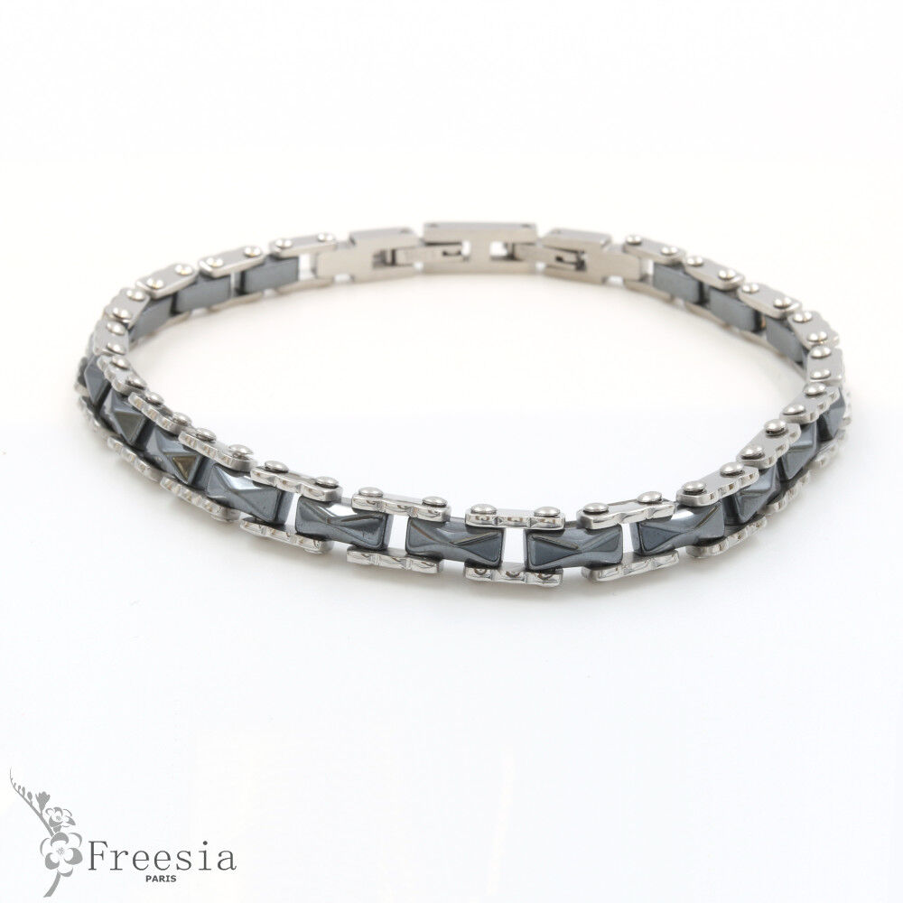 Bracelet homme pierre naturelle et acier - 11656