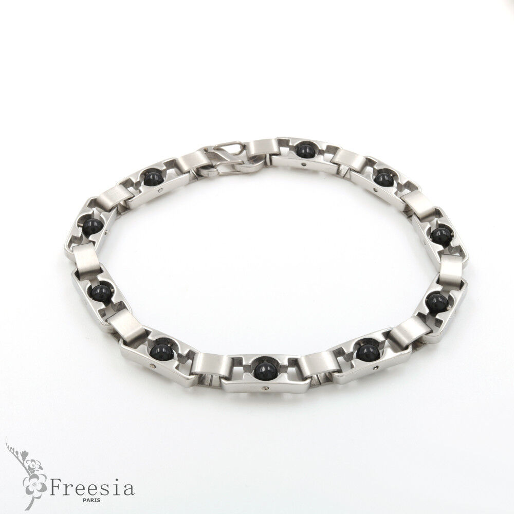 Bracelet homme pierre naturelle et acier - 11657