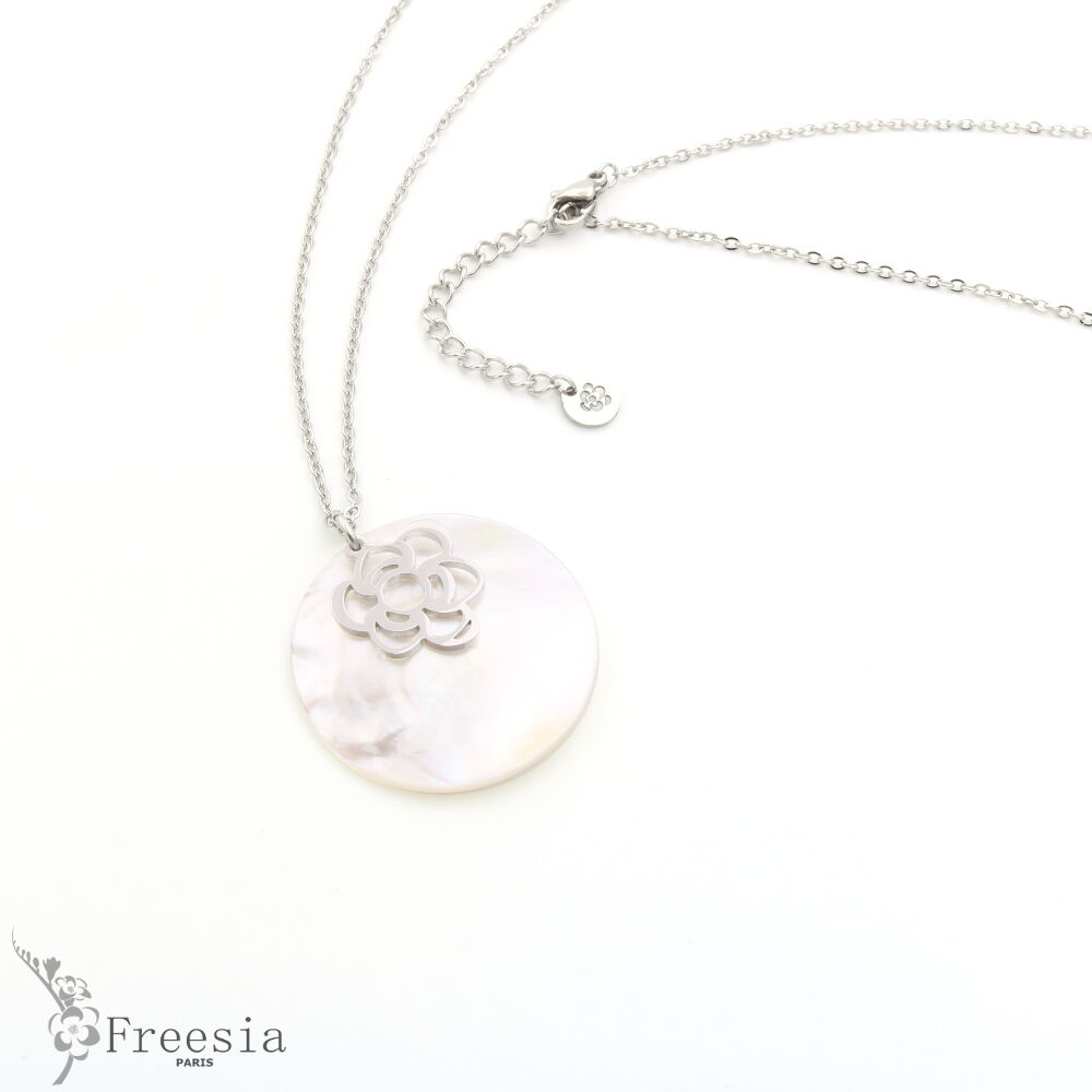 Sautoir acier et nacre – 12151